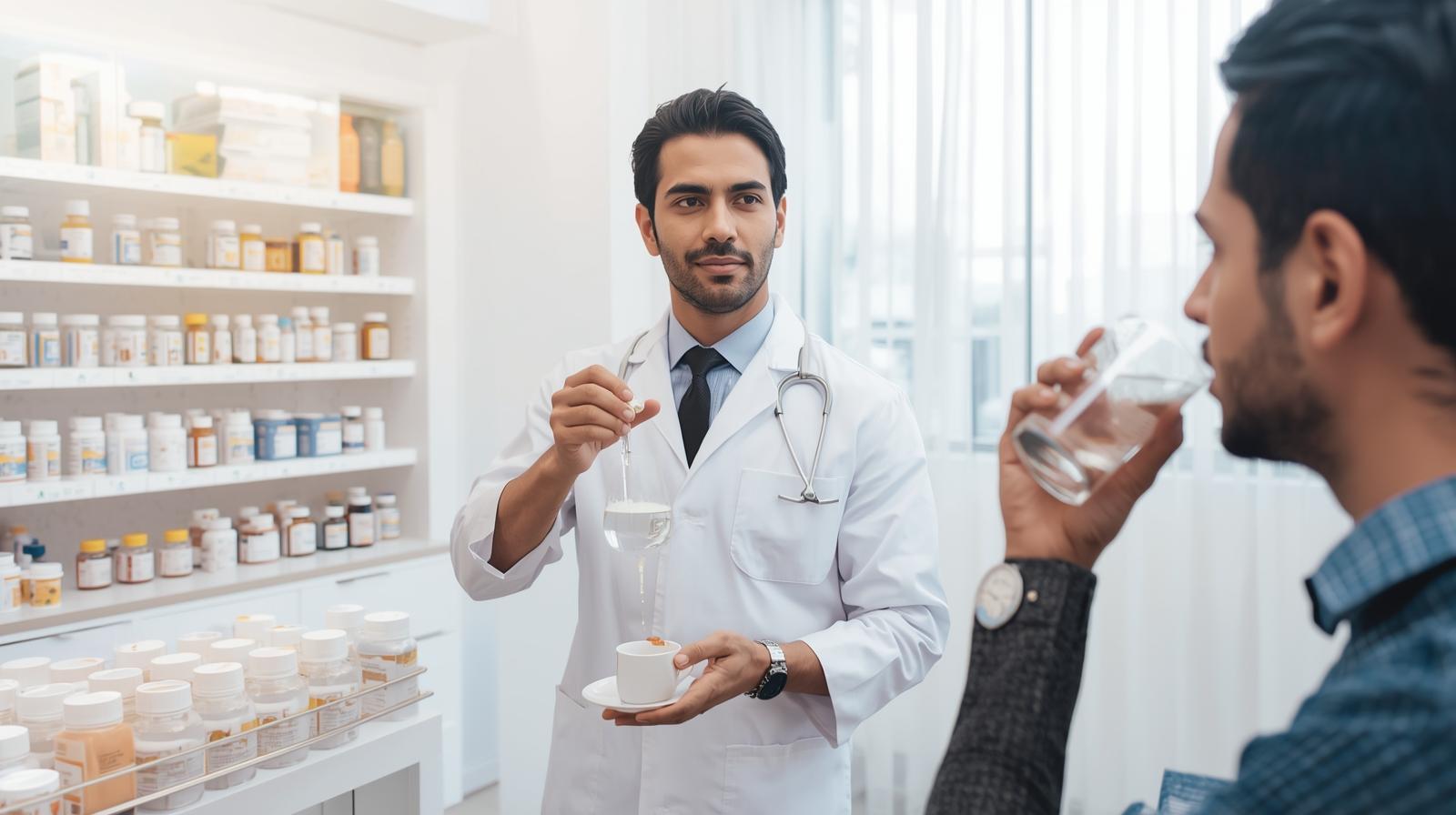 コップに入った水とマグネシウム薬のイメージ