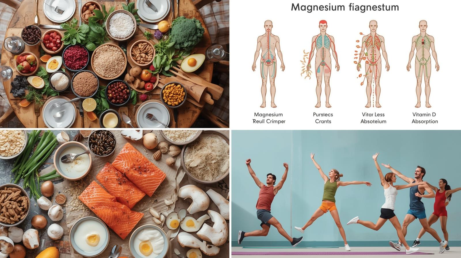 足のけいれんや疲労感など、マグネシウム不足で起こり得る症状のイメージ画像