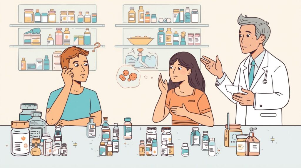 胃薬の重複成分による副作用の危険性を警告する画像