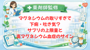 【薬剤師監修】マグネシウムの取りすぎで下痢・吐き気?サプリの上限量と高マグネシウム血症のサイン