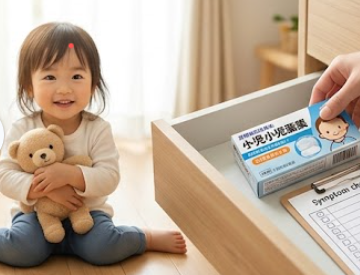 適切な看病と正しい薬の服用によって、元気に回復して笑顔で過ごす幼児の様子