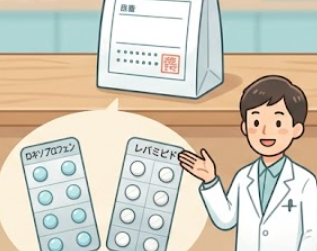 ロキソニンが胃の防御因子であるプロスタグランジンを減少させ、胃粘膜を傷つける仕組みの図解