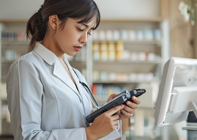 薬局のカウンターに置かれた紙の処方箋とマイナンバーカード。電子処方箋非対応の医療機関では両方の持参が必要であることを示すイメージ