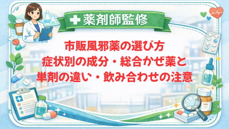 【薬剤師監修】市販風邪薬の選び方｜症状別の成分・総合かぜ薬と単剤の違い・飲み合わせの注意