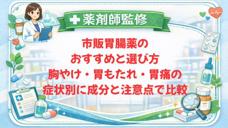 【薬剤師監修】市販胃腸薬のおすすめと選び方｜胸やけ・胃もたれ・胃痛の症状別に成分と注意点で比較