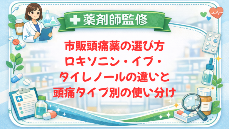 【薬剤師監修】市販頭痛薬の選び方｜ロキソニン・イブ・タイレノールの違いと頭痛タイプ別の使い分け