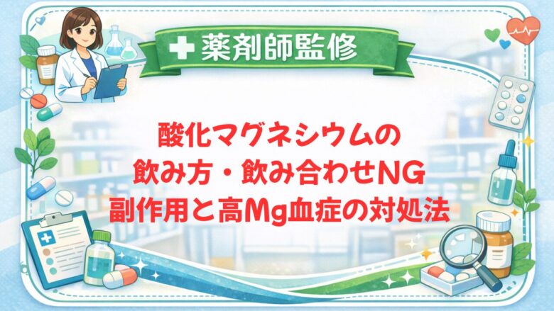【薬剤師監修】酸化マグネシウムの飲み方・飲み合わせNG｜副作用と高Mg血症の対処法