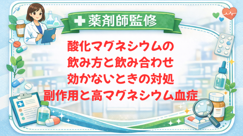 【薬剤師監修】酸化マグネシウムの飲み方と飲み合わせ|効かないときの対処・副作用と高マグネシウム血症