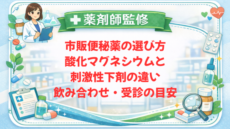 【薬剤師監修】市販便秘薬の選び方｜酸化マグネシウムと刺激性下剤の違い・飲み合わせ・受診の目安