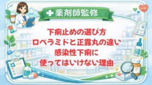 【薬剤師監修】下痢止めの選び方｜ロペラミドと正露丸の違い・感染性下痢に使ってはいけない理由
