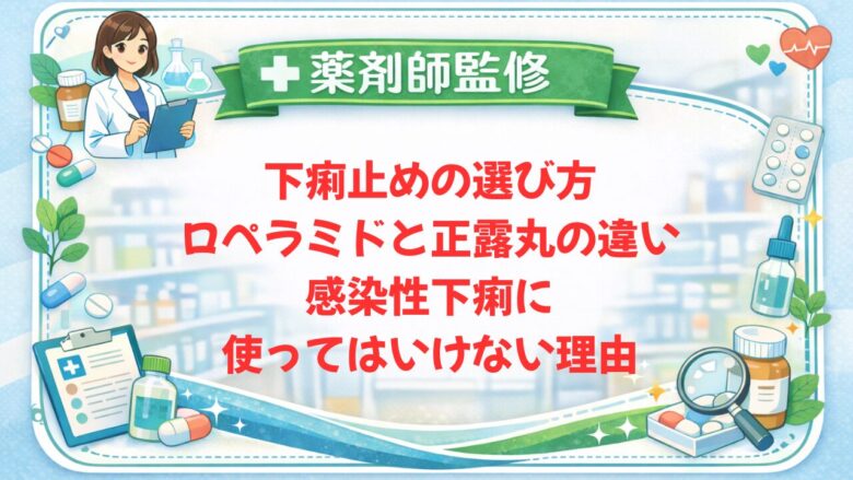 【薬剤師監修】下痢止めの選び方｜ロペラミドと正露丸の違い・感染性下痢に使ってはいけない理由