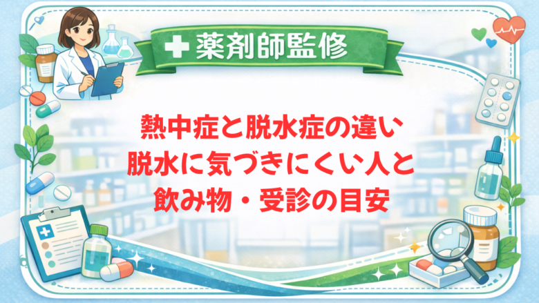 【薬剤師監修】熱中症と脱水症の違い｜脱水に気づきにくい人と飲み物・受診の目安