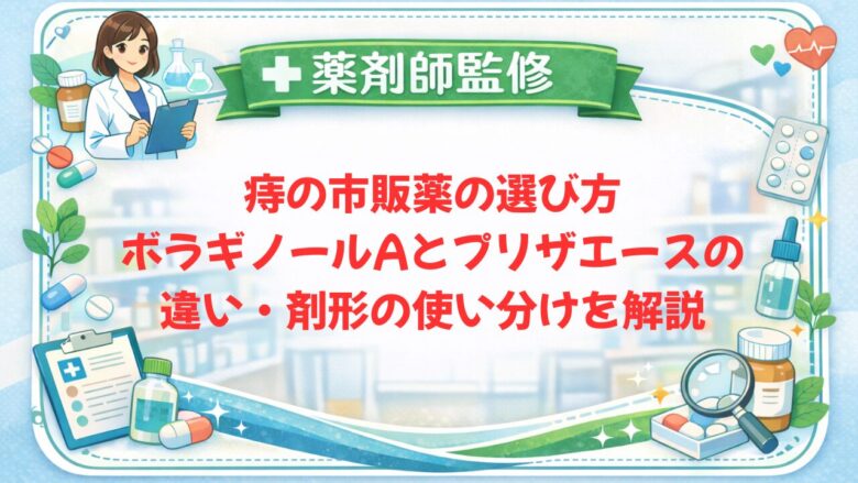 【薬剤師監修】痔の市販薬の選び方｜ボラギノールAとプリザエースの違い・剤形の使い分けを解説