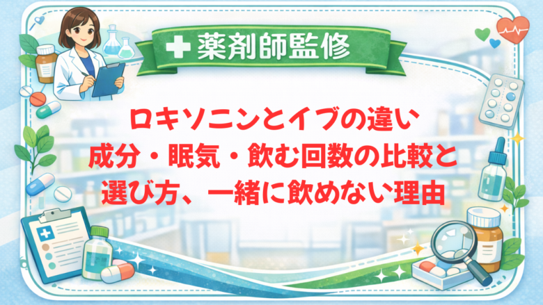 【薬剤師監修】ロキソニンとイブの違い|成分・眠気・飲む回数の比較と選び方、一緒に飲めない理由