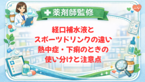 【薬剤師監修】経口補水液とスポーツドリンクの違い｜熱中症・下痢のときの使い分けと注意点
